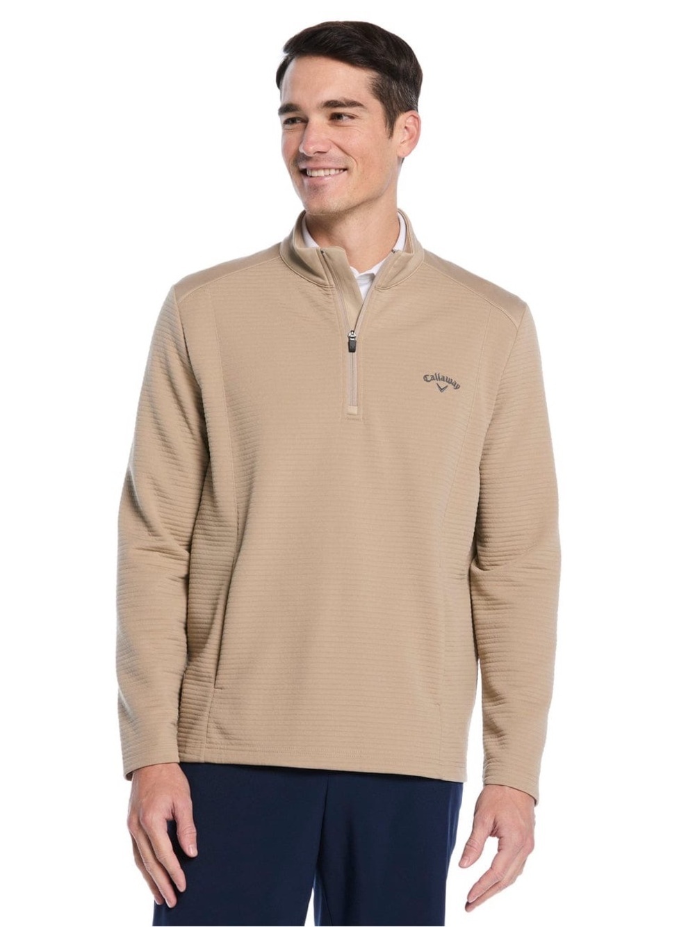 Callaway Men's Beige Quarter-Zip Performance Pullover This Callaway golf sweater